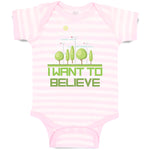 Baby Clothes I Want to Believe Funny Nerd Geek Baby Bodysuits Boy & Girl Cotton