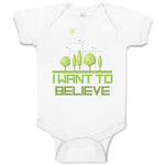 Baby Clothes I Want to Believe Funny Nerd Geek Baby Bodysuits Boy & Girl Cotton