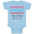 Baby Clothes 01000001010 Now I Know My Abc Funny Nerd Geek Baby Bodysuits Cotton