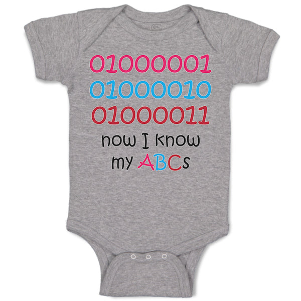 Baby Clothes 01000001010 Now I Know My Abc Funny Nerd Geek Baby Bodysuits Cotton