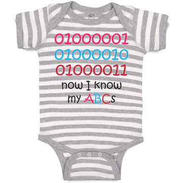 Baby Clothes 01000001010 Now I Know My Abc Funny Nerd Geek Baby Bodysuits Cotton