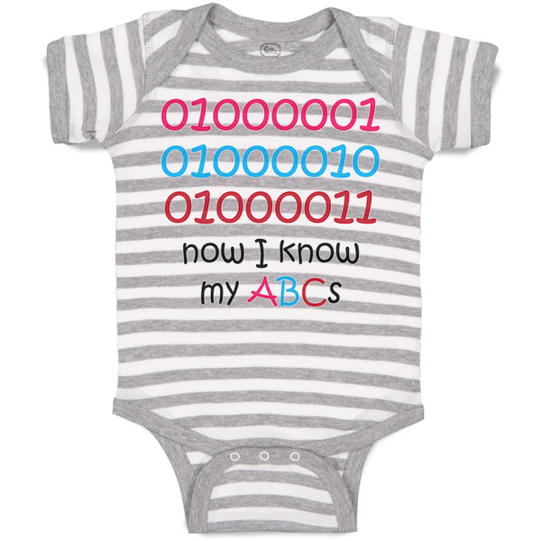 Baby Clothes 01000001010 Now I Know My Abc Funny Nerd Geek Baby Bodysuits Cotton