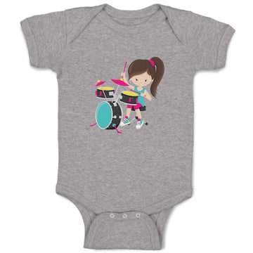 Baby Clothes Drummer Girl Brown Girly Others Baby Bodysuits Boy & Girl Cotton