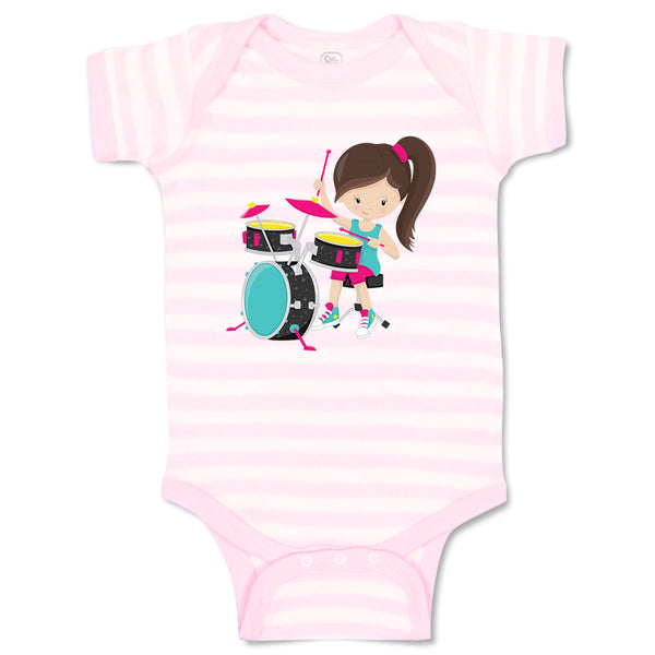 Baby Clothes Drummer Girl Brown Girly Others Baby Bodysuits Boy & Girl Cotton