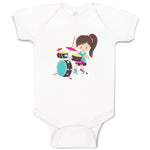 Baby Clothes Drummer Girl Brown Girly Others Baby Bodysuits Boy & Girl Cotton