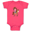 Baby Clothes Cowgirl Brown Horse Brown Girly Others Baby Bodysuits Cotton