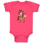 Baby Clothes Cowgirl Brown Horse Brown Girly Others Baby Bodysuits Cotton