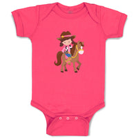 Baby Clothes Cowgirl Brown Horse Brown Girly Others Baby Bodysuits Cotton
