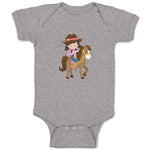 Baby Clothes Cowgirl Brown Horse Brown Girly Others Baby Bodysuits Cotton