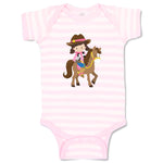 Baby Clothes Cowgirl Brown Horse Brown Girly Others Baby Bodysuits Cotton