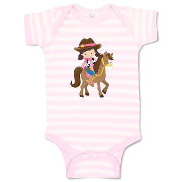 Baby Clothes Cowgirl Brown Horse Brown Girly Others Baby Bodysuits Cotton