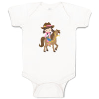 Baby Clothes Cowgirl Brown Horse Brown Girly Others Baby Bodysuits Cotton