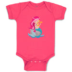 Baby Clothes Mermaid Pink Hair Plays Harp Girly Others Baby Bodysuits Cotton