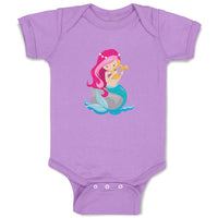 Baby Clothes Mermaid Pink Hair Plays Harp Girly Others Baby Bodysuits Cotton