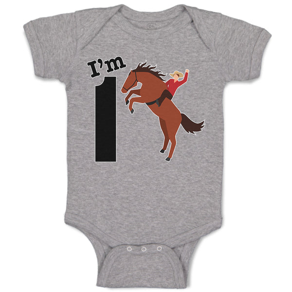 Baby Clothes I'M 1 A Man Riding An Horse Baby Bodysuits Boy & Girl Cotton
