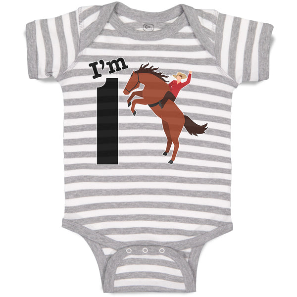 Baby Clothes I'M 1 A Man Riding An Horse Baby Bodysuits Boy & Girl Cotton