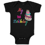 Baby Clothes My 1St Birthday with Delicious Cake on Candles Baby Bodysuits