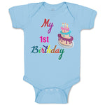 Baby Clothes My 1St Birthday with Delicious Cake on Candles Baby Bodysuits