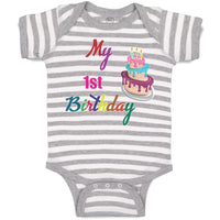 Baby Clothes My 1St Birthday with Delicious Cake on Candles Baby Bodysuits