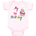 Baby Clothes My 1St Birthday with Delicious Cake on Candles Baby Bodysuits