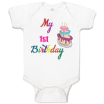 Baby Clothes My 1St Birthday with Delicious Cake on Candles Baby Bodysuits