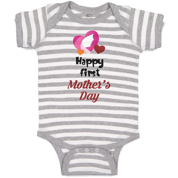 Baby Clothes Happy First Mother's Day Mommy Mom Style C Baby Bodysuits Cotton