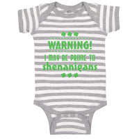 Baby Clothes Warning I May Be Prone Ti Shenanigans St Patrick's Day Cotton