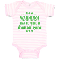 Baby Clothes Warning I May Be Prone Ti Shenanigans St Patrick's Day Cotton