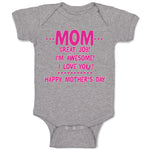 Baby Clothes Mom Great Job! I'M Awesome! Happy Mother's Day Baby Bodysuits
