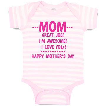 Baby Clothes Mom Great Job! I'M Awesome! Happy Mother's Day Baby Bodysuits