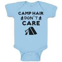 Baby Clothes Camp Hair Don'T Care and Black Tent with Fire Burning Cotton