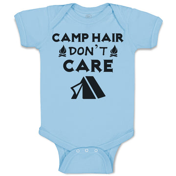 Baby Clothes Camp Hair Don'T Care and Black Tent with Fire Burning Cotton