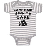 Baby Clothes Camp Hair Don'T Care and Black Tent with Fire Burning Cotton
