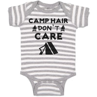 Baby Clothes Camp Hair Don'T Care and Black Tent with Fire Burning Cotton