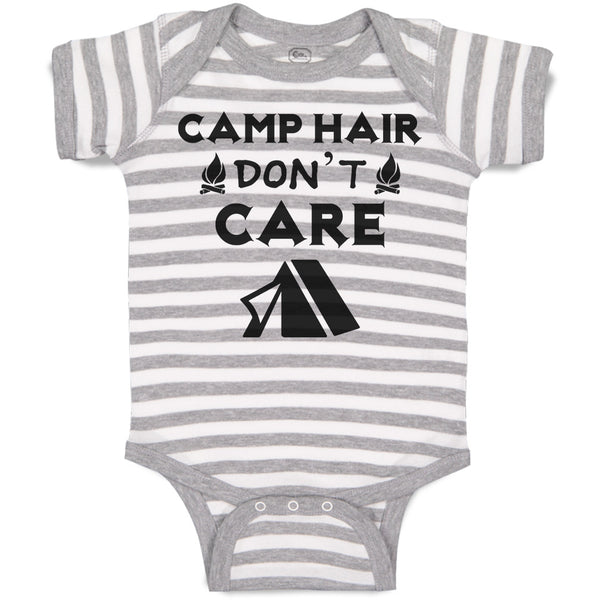 Baby Clothes Camp Hair Don'T Care and Black Tent with Fire Burning Cotton