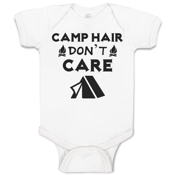 Baby Clothes Camp Hair Don'T Care and Black Tent with Fire Burning Cotton