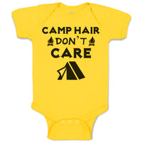 Baby Clothes Camp Hair Don'T Care and Black Tent with Fire Burning Cotton