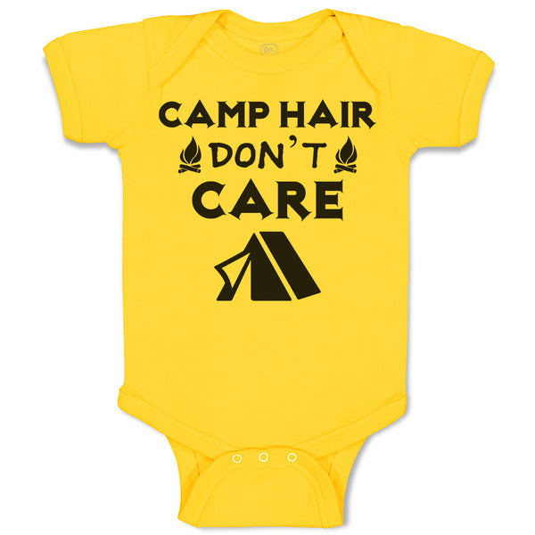 Baby Clothes Camp Hair Don'T Care and Black Tent with Fire Burning Cotton