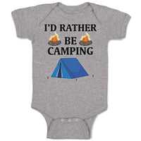 I'D Rather Be Camping with Blue Tent and Bonfire Fire