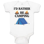 Baby Clothes I'D Rather Be Camping with Blue Tent and Bonfire Fire Cotton
