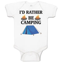 Baby Clothes I'D Rather Be Camping with Blue Tent and Bonfire Fire Cotton