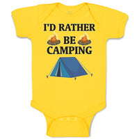 Baby Clothes I'D Rather Be Camping with Blue Tent and Bonfire Fire Cotton