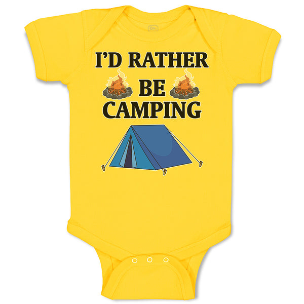 Baby Clothes I'D Rather Be Camping with Blue Tent and Bonfire Fire Cotton