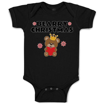 Baby Clothes Bearry Christmas Teddy Bear Sitting Crown Head Heart Hand Cotton