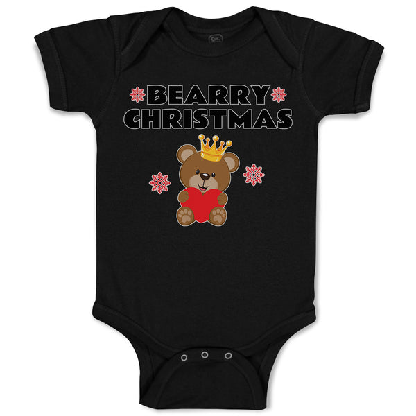 Baby Clothes Bearry Christmas Teddy Bear Sitting Crown Head Heart Hand Cotton