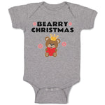 Baby Clothes Bearry Christmas Teddy Bear Sitting Crown Head Heart Hand Cotton