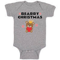 Baby Clothes Bearry Christmas Teddy Bear Sitting Crown Head Heart Hand Cotton