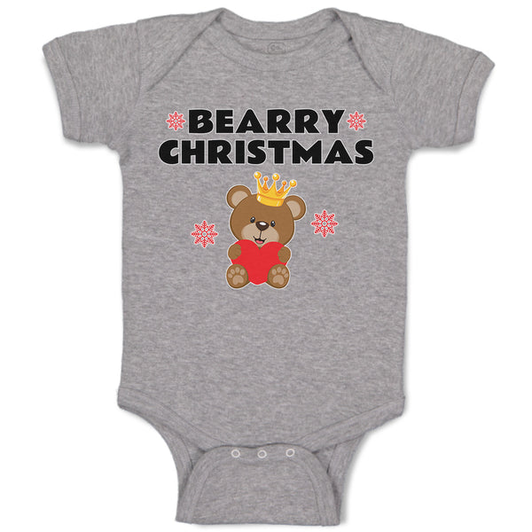 Baby Clothes Bearry Christmas Teddy Bear Sitting Crown Head Heart Hand Cotton