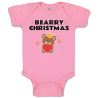 Baby Clothes Bearry Christmas Teddy Bear Sitting Crown Head Heart Hand Cotton