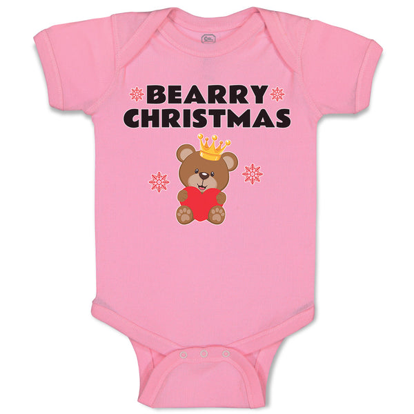 Baby Clothes Bearry Christmas Teddy Bear Sitting Crown Head Heart Hand Cotton